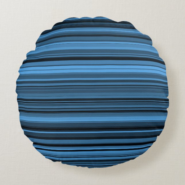 Blue Black Rand Rund Kudde (Framsidan)