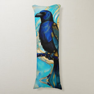 Blue Black Raven, Blue and guld abstrakt Kroppskudde