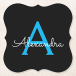 Blue Black Script Girly Monogram Namn Underlägg Papper<br><div class="desc">Pappra Underlägg för svart och blå,  enkel skrift,  Monogram Namn. Det gör perfekt studenten,  födelsedag,  bröllop,  möhippa,  årsdag,  babydusch eller bachelorette-fest till någon som glam lyx och chic stilar.</div>