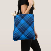 Blue Black Tartan Tote Bag
