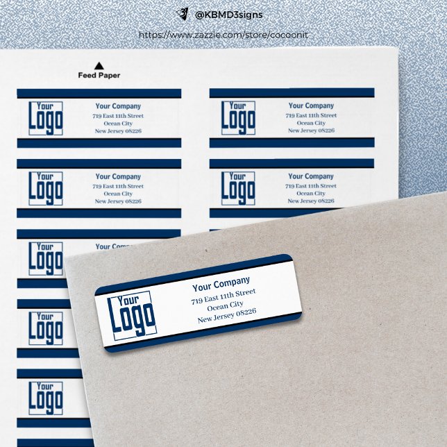 Blue Black Trim Company Logotyp White Returadress Etikett (Blue Black Trim Company Logo White Return Address Label)