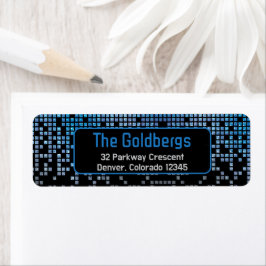 Blue Black Video Game Gamer Pub Mitzvah Adress Returadress Etikett