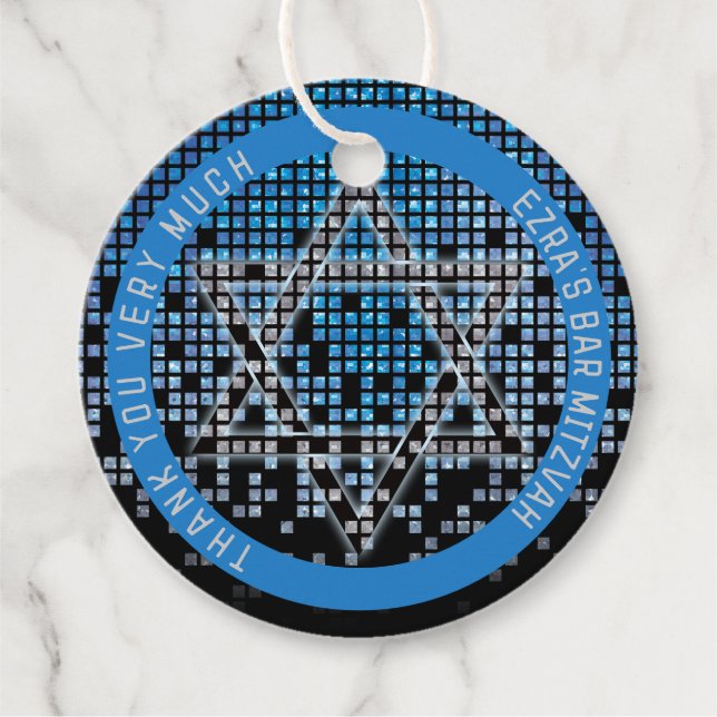 Blue Black Video Gamer Pub Mitzvah Gåvor Etiketter (Framsida)