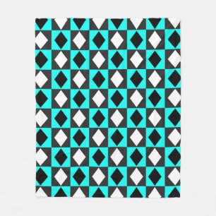 Blue Black White Geometric Rhombus Diamond Fleecefilt