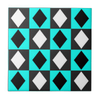Blue Black White Geometric Rhombus Diamond