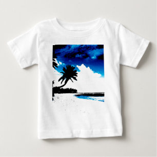 Blue Black White handflatan Träd Silhouette T-shirt
