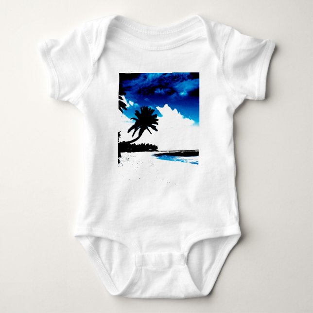 Blue Black White handflatan Träd Silhouette T-shirt (Framsida)