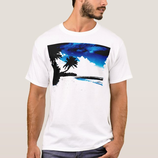 Blue Black White handflatan Träd Silhouette Tröja (Framsida)