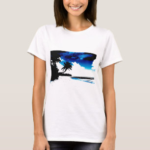 Blue Black White handflatan Träd Silhouette Tröja