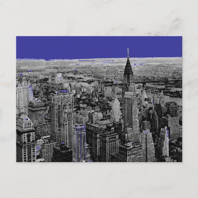 Blue Black White New York City vykort (Framsida)