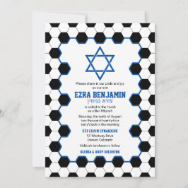 Blue Black White Ocer Ball Pub Mitzvah Inbjudningar