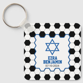 Blue Black White Ocer Ball Pub Mitzvah Nyckelring