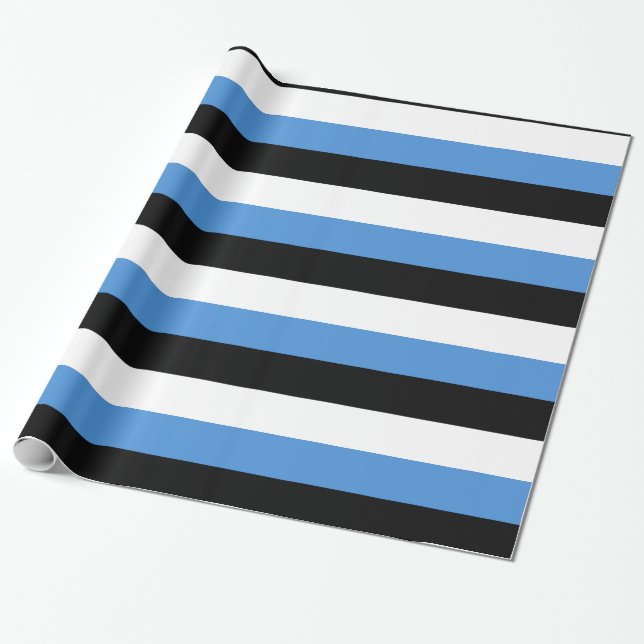Blue Black White rand Presentpapper (Utrullad)