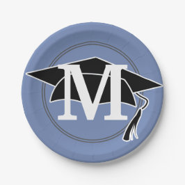 Blue Black White Studentmössa Monogram Initial