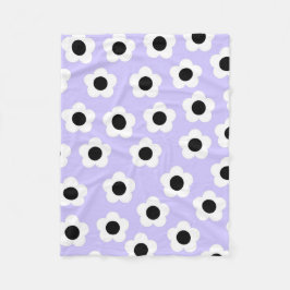 Blue Black White Tropical Blommigt Botanical Vår Fleecefilt