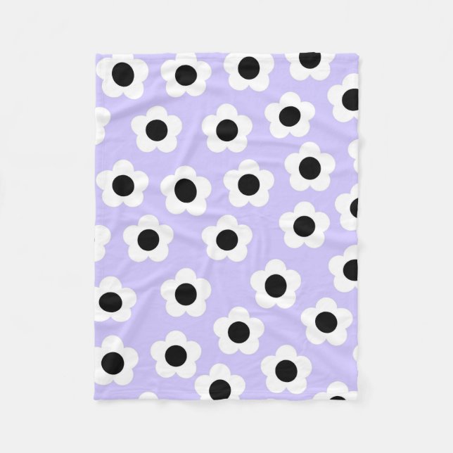 Blue Black White Tropical Blommigt Botanical Vår Fleecefilt (Framsidan)