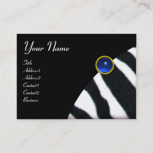 BLUE BLACK WHITE ZEBRA PÄLS MONOGRAM, Sapphire Visitkort