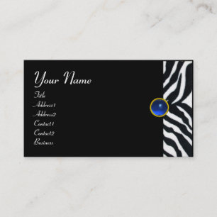 BLUE BLACK WHITE ZEBRA PÄLS MONOGRAM, Sapphire Visitkort