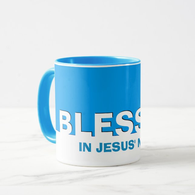 Blue BLESSED Christian Mugg (Framsida vänster)