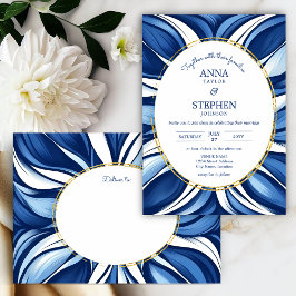 Blue Bliss Organic Blommigt Bröllop Inbjudningar