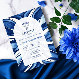 Blue Bliss Organic Blommigt Commduction Ceremony Inbjudningar