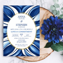 Blue Bliss Organic Blommigt Commduction Ceremony Inbjudningar