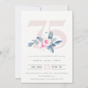 BLUE BLOMMIGT 75:E ANY AGE BIRTHDAY INBJUDNINGAR