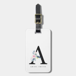 BLUE BLOMMIGT ALFABETS NAMN BREV A BAGAGEBRICKA