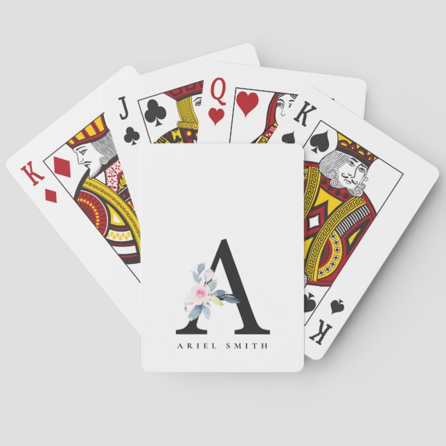  BLUE BLOMMIGT ALFABETS NAMN BREV A CASINOKORT (Baksidan)