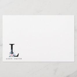 BLUE BLOMMIGT ALFABETS NAMN BREV L BREVPAPPER