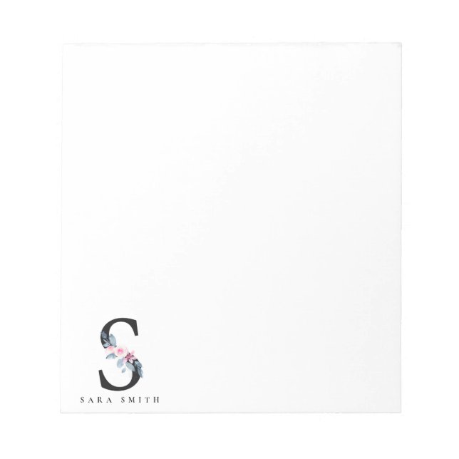  BLUE BLOMMIGT ALFABETS NAMN BREV S ANTECKNINGSBLOCK (Framsida)