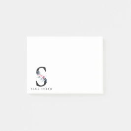 BLUE BLOMMIGT ALFABETS NAMN BREV S POST-IT BLOCK