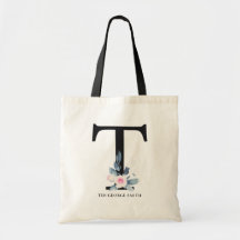 BLUE BLOMMIGT ALFABETS NAMN BREV T