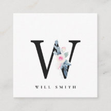 BLUE BLOMMIGT ALFABETS NAMN BREV W