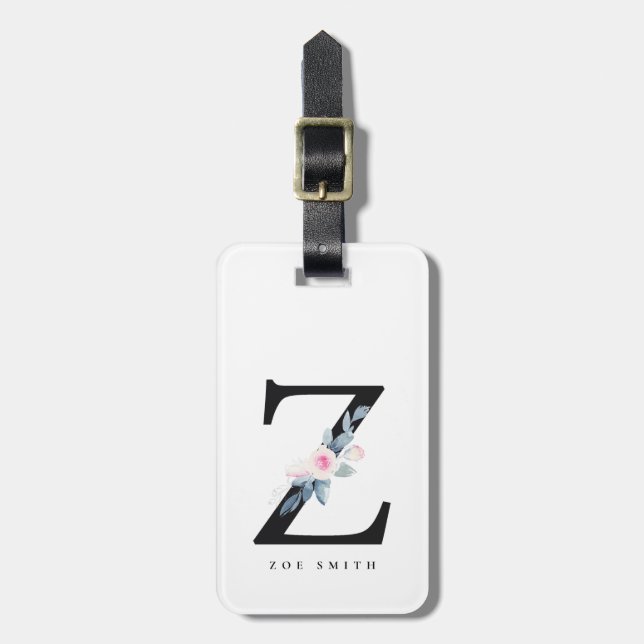  BLUE BLOMMIGT ALFABETS NAMN BREV Z BAGAGEBRICKA (Vertikal Framsida)