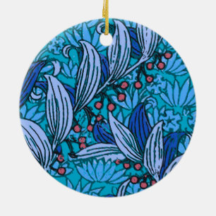 Blue Blommigt Antique Boho Modern Julgransprydnad Keramik