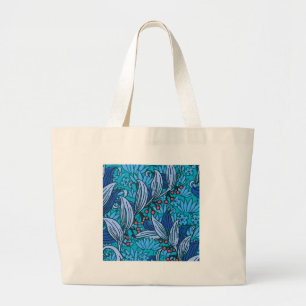 Blue Blommigt Antique Boho Modern Jumbo Tygkasse