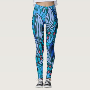 Blue Blommigt Antique Boho Modern Leggings
