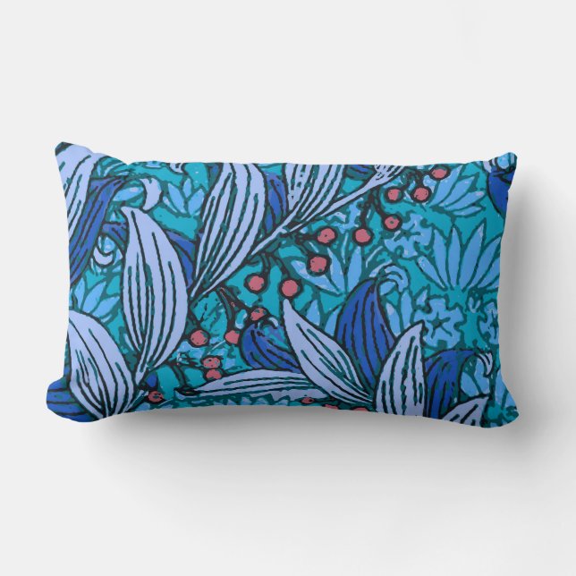 Blue Blommigt Antique Boho Modern Lumbarkudde (Framsida)