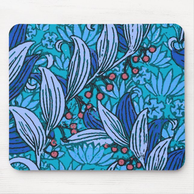 Blue Blommigt Antique Boho Modern Musmatta (Framsidan)