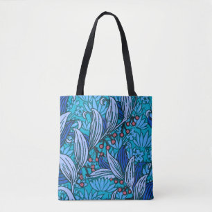 Blue Blommigt Antique Boho Modern Tygkasse