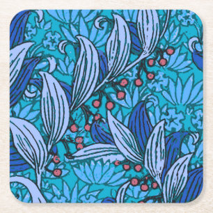 Blue Blommigt Antique Boho Modern Underlägg Papper Kvadrat