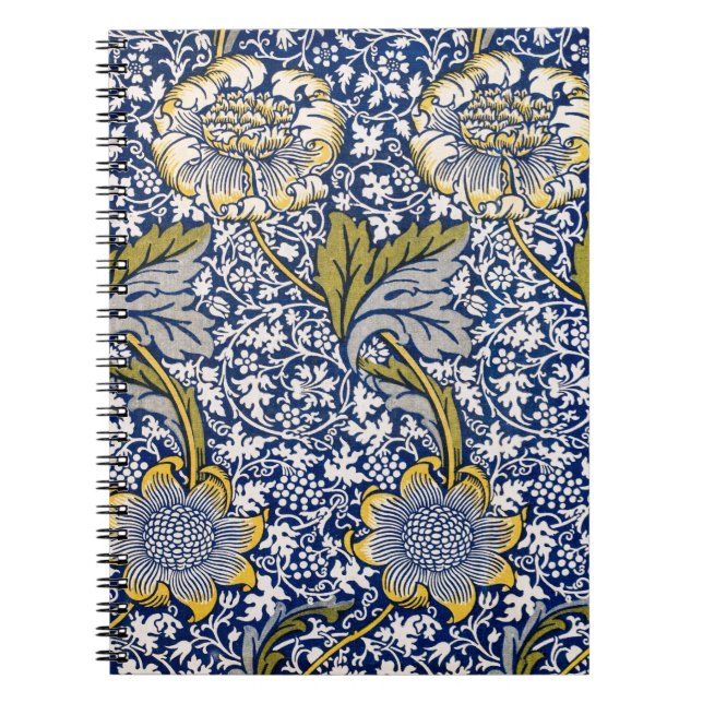 Blue Blommigt Artist Design William Morris Noteboo Anteckningsbok (Framsidan)