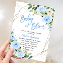 Blue Blommigt Baby i Bloom Baby Shower Inbjudningar