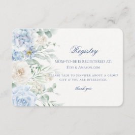 Blue Blommigt Baby i Bloom Hydrangea Baby Registry Tilläggskort