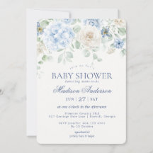 Blue Blommigt Baby i Bloom Hydrangea Baby Shower