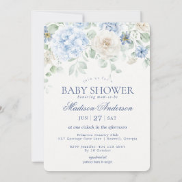 Blue Blommigt Baby i Bloom Hydrangea Baby Shower Inbjudningar
