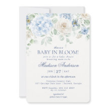 Blue Blommigt Baby i Bloom Hydrangea Baby Shower
