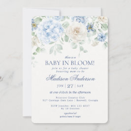 Blue Blommigt Baby i Bloom Hydrangea Baby Shower Inbjudningar
