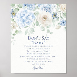 Blue Blommigt Baby i Bloom Hydrangea Game Poster